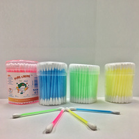 white make-up plastic stick cotton bud swab, double tip cotton buds WJF-006