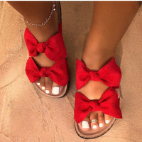 Women's Shoes Bow Flat Bottom Ladies Beach Shoes Slippers