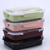 Plastic Food Container Lunch Box with 5 Cells Compartments 304 Stainless Steel Bento Lunch Box Leakproof Kids and Students