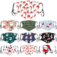 Santa Digital Printing Mask Dustproof Ice Silk Washable Mask Christmas Face Mask Cotton