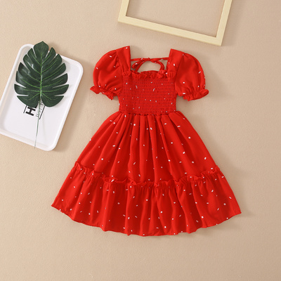 cheap shein kids dresses for girls Australia red casual weeding mesh dress  | BestSuppliers.com