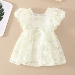 cute butterfly shape mesh dress light green new summer kids chinese dresses for 5 years old girl