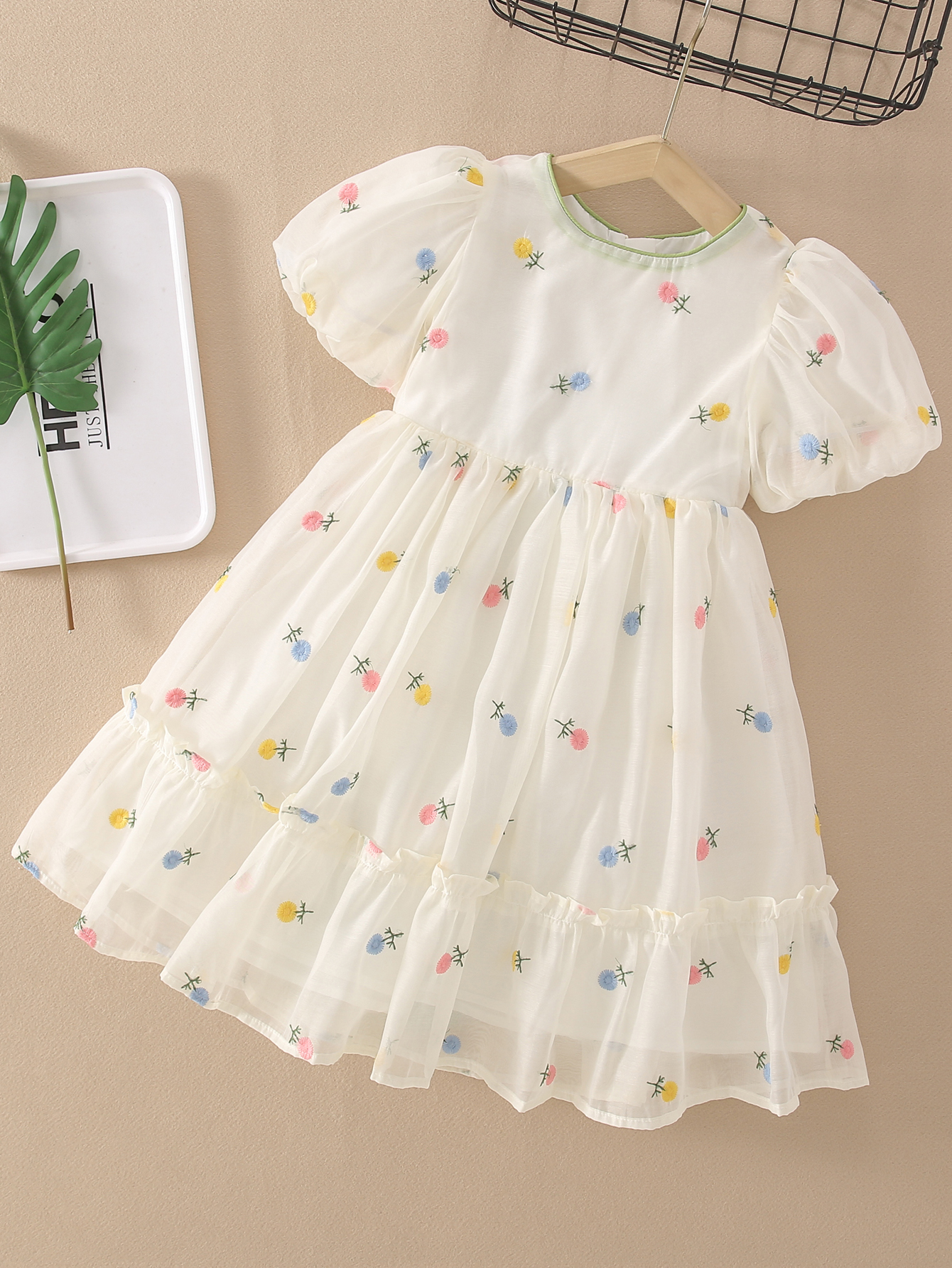 milk white mesh dress with back green bowknot kiki size 10 kids little ...