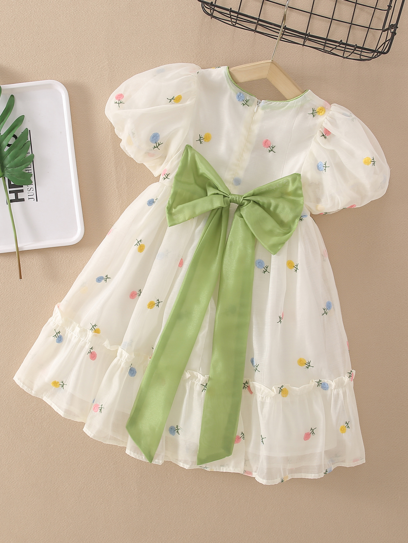 milk white mesh dress with back green bowknot kiki size 10 kids little girls target dresses free sample