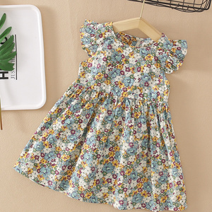 flower pattern kids girls dress up design little kids cotton dresses formal daily comfortable