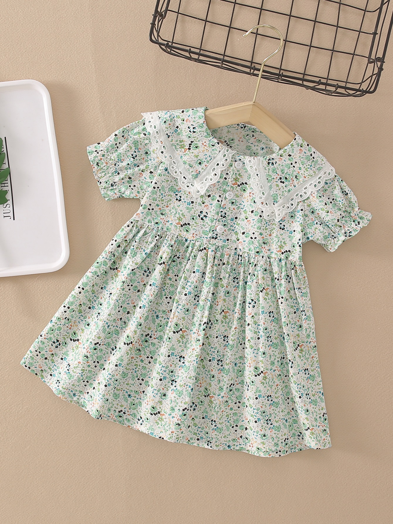 baby Toddler girls cotton dress uk patterns preppy kids dresses with button small MOQ
