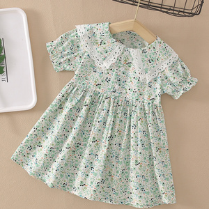 baby Toddler girls cotton dress uk patterns preppy kids dresses with button small MOQ