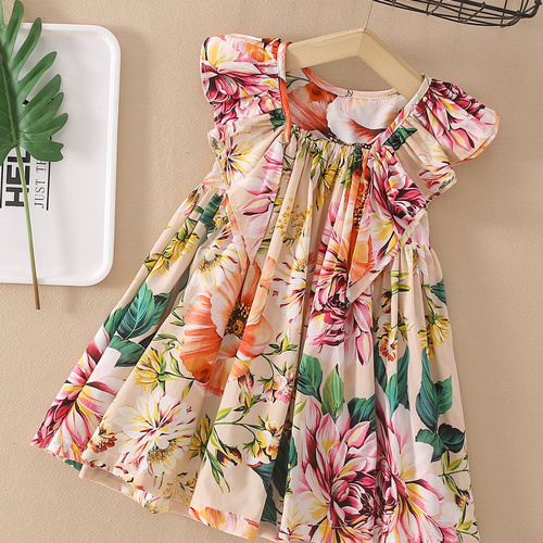 Hawaii style powerpuff flower girls Walmart children's dresses patterns cotton beautiful