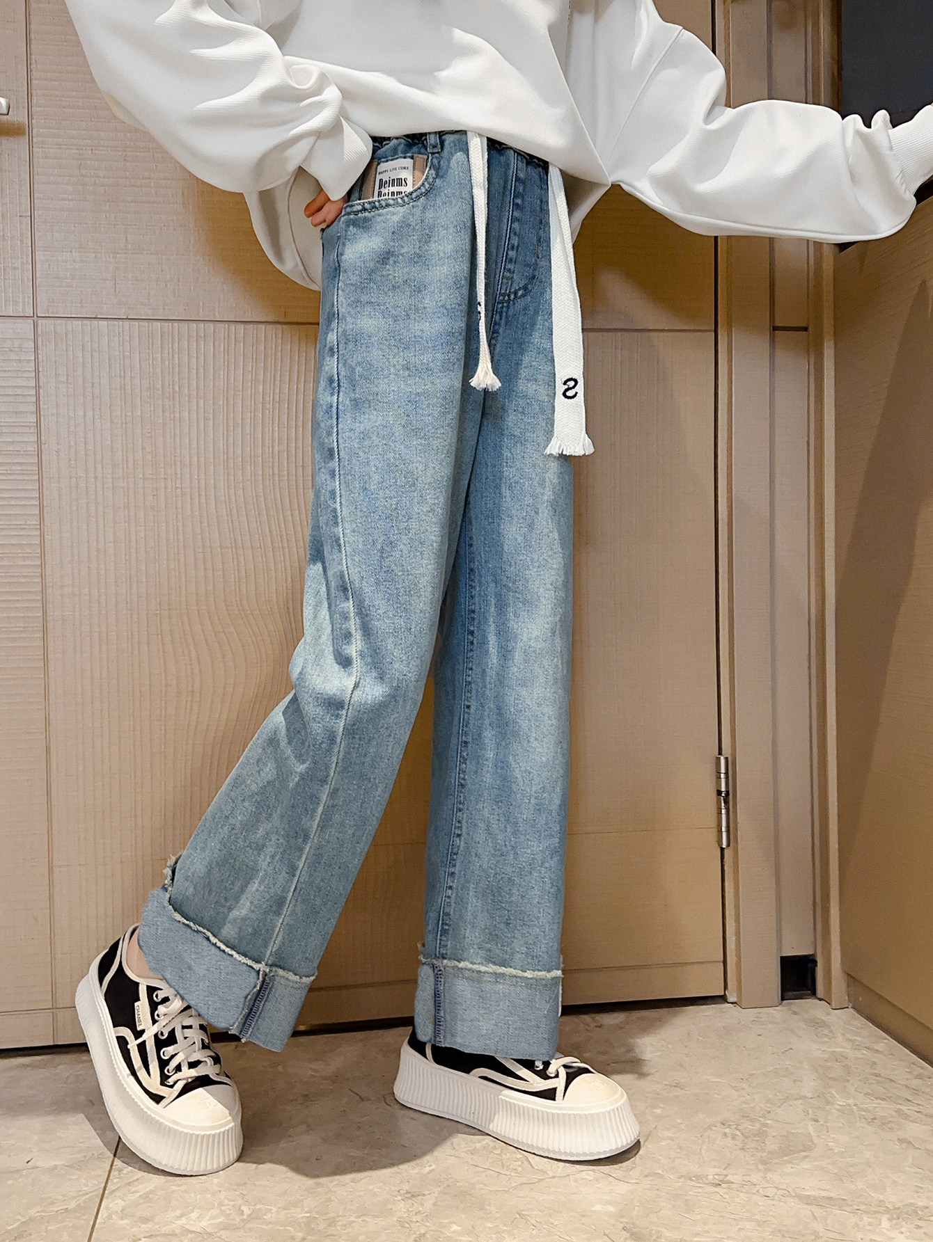 wide-leg pants true religion kids jeans wholesale top quality wide drawstring design wholesale retailer