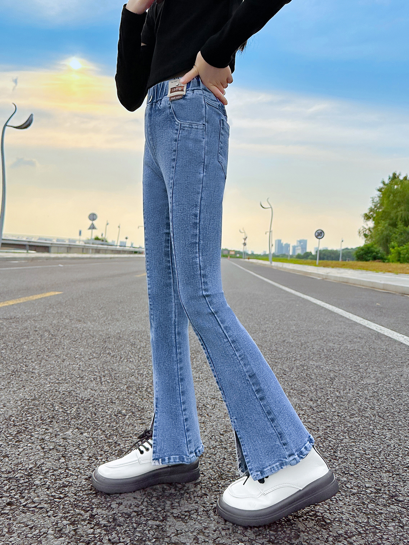 cheap classic blue buy kids wear online girls kids jean pants China factory free sample