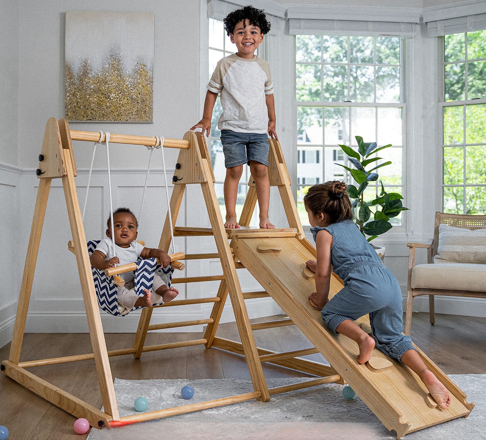 Foldable Montessori Climbing Set Indoor Playground for toddler climber