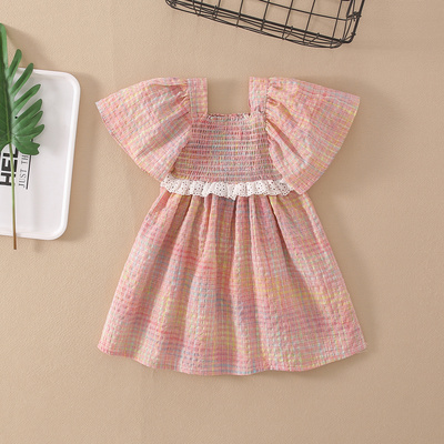 little girl mesh dresses bubble design Nordic Swedish discount kids cloths fast delivery