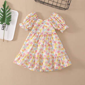 Cute floral mesh little girls dresses kids cloths shoes store China manufacturer