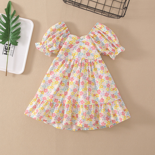 Cute floral mesh little girls dresses kids cloths shoes store China manufacturer
