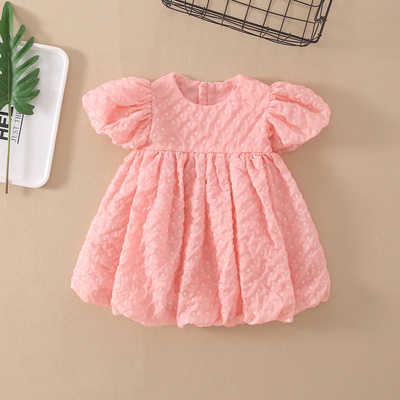 Cute pink frilly bubble Toddler Girl Dresses easy top brands kids cloths organization small MOQ