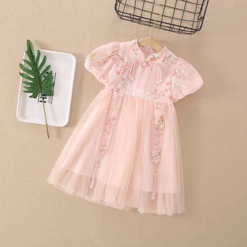 Chinese style dress Cheongsam qipao pink little girls best place to buy kids cloths free sample