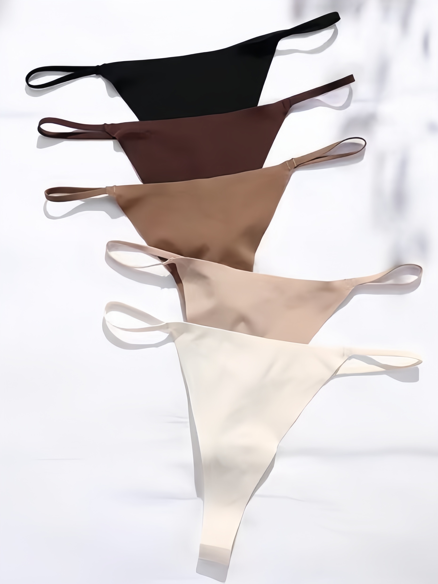 Sexy Plain Thongs, Chain Spaghetti Strap Seamless Intimates G-string, Women's Lingerie & Underwear