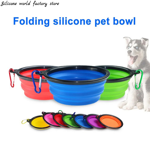 Silicone world 350ml Collapsible Dog Pet Folding Silicone Bowl Outdoor Travel Portable Puppy Food Container Feeder Dish Bowl