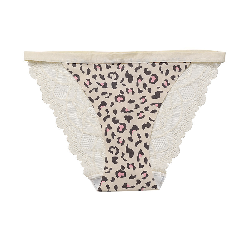 Contrast Lace Leopard Thongs Women's Sexy Lingerie & Underwear