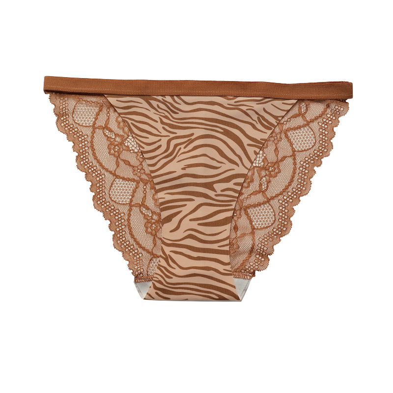 Contrast Lace Leopard Thongs Women's Sexy Lingerie & Underwear