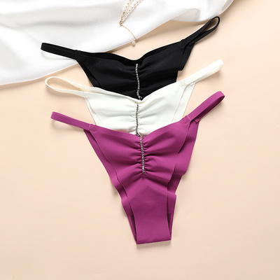 Pleated satin thongs, women's briefs and underwear