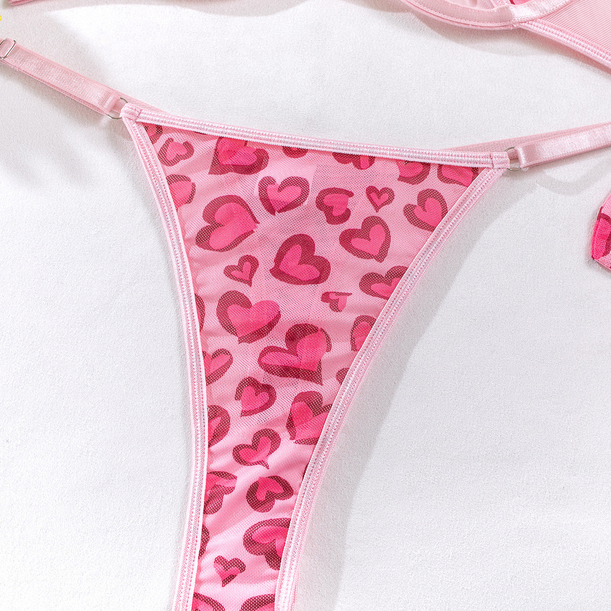 Hot Heart Print Lingerie Set,Bra & Thong, Women's Sexy Lingerie & Underwear