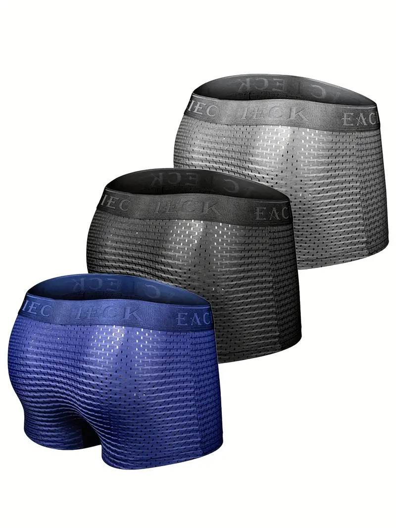 Men's Ice Silk Cool Boxer, Quick Drying Sports Brief, Breathable Soft Comfy Elastic Boxers Trunks Shorts, Men's Underwear