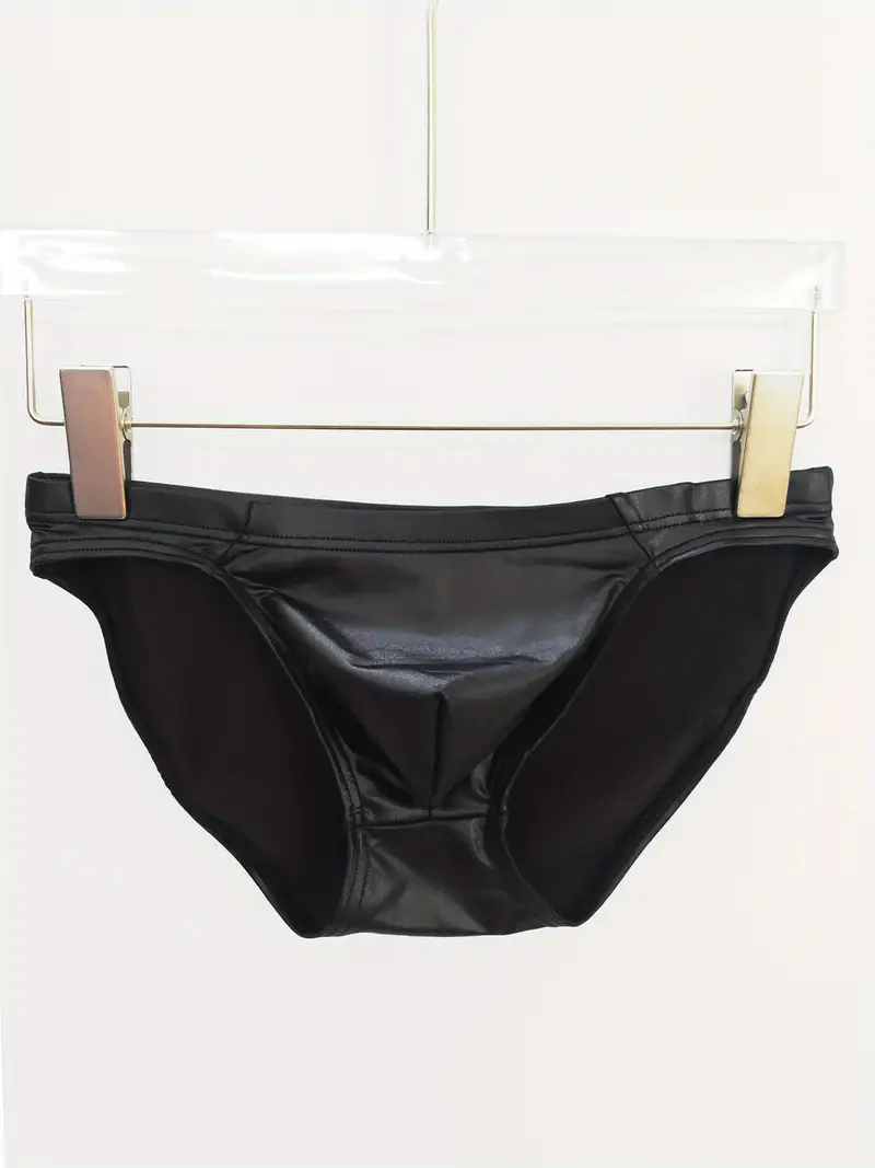 Men's Underwear, Sexy Imitation Leather, U-shaped Large Pouch Low Waist Slim Fit Underpants