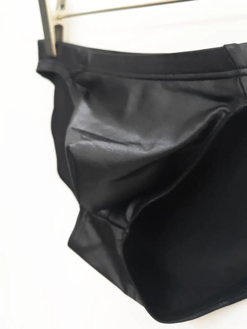 Men's Underwear, Sexy Imitation Leather, U-shaped Large Pouch Low Waist Slim Fit Underpants