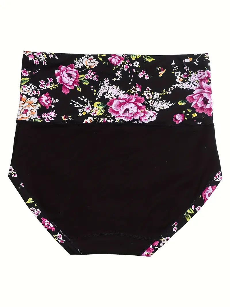 Floral Print Briefs, Comfy & Breathable Stretchy Intimates Panties, Women's Lingerie & Underwear