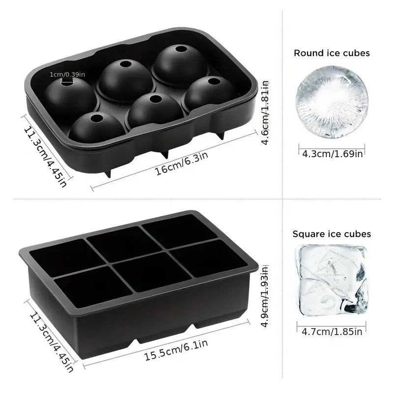 2pcs Ice Cube Tray, Silicone Ball Ice Cube Maker With Lid And Large Square Ice Cube Mold For Making Drinks And Food Storage, Suitable For Ice Cube Juice Food Grade Silicone, Reusable And BPA Free With Funnel, Multifunctional Household Mold