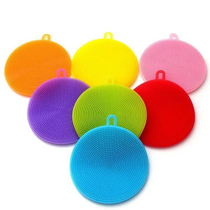 1pc Round Silicone Sponge, Silicone Scrubber For Dishes, Food-Grade Multipurpose Silicone Sponge For Kitchen Washing Dishes Pot Veggies Fruit, Shower Rub For Pet