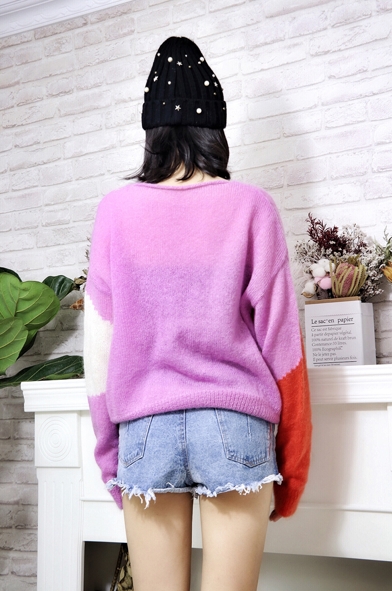 Women Crew Neck Oversized Mohair Wool Fashion Sweater Fashion Clothes