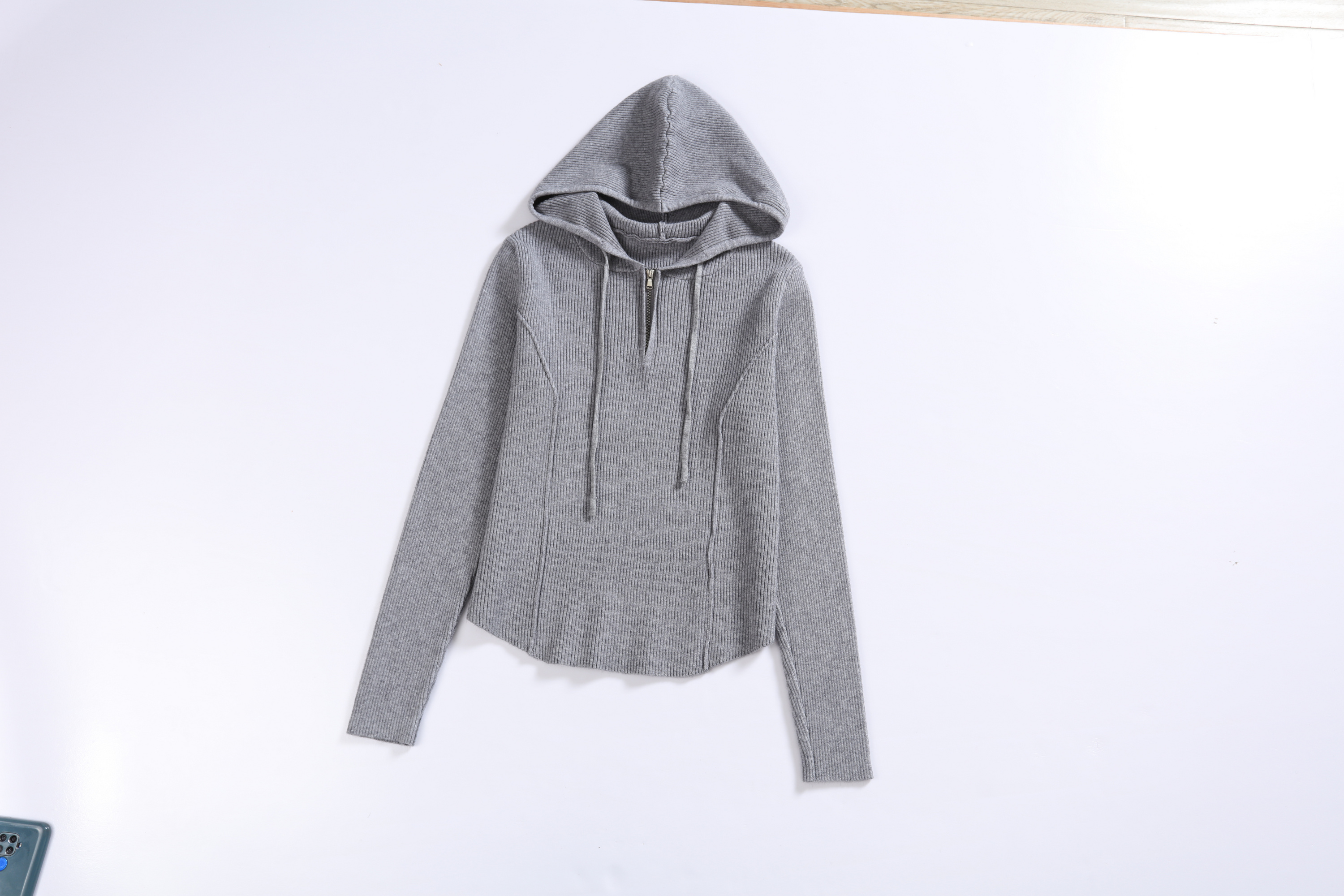 Luxury Cashmere Full Zip Hoodie Sweater with Drawstring for Women