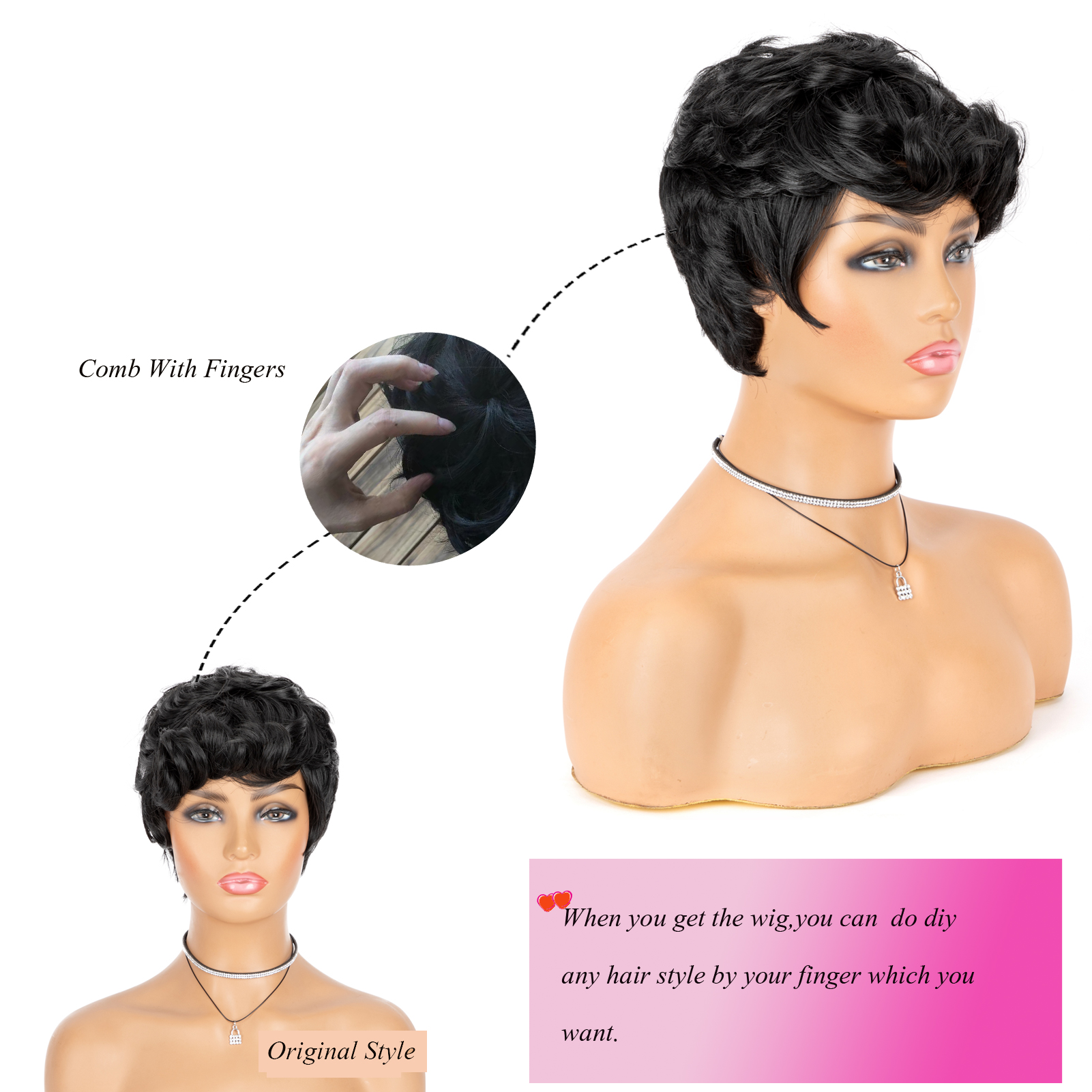Short Pixie Cut Wig Hair Natural Synthetic Wigs For Women Heat Resistant Wig Natural Hair Women's Fashion Wig