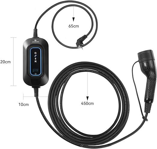 JOYCHARGE Type 2 Charging Cable Schuko 5 m 3.7 kW, Adjustable Current 8-16 A, Charging Cable Electric Car Type 2 Schuko EV Charg