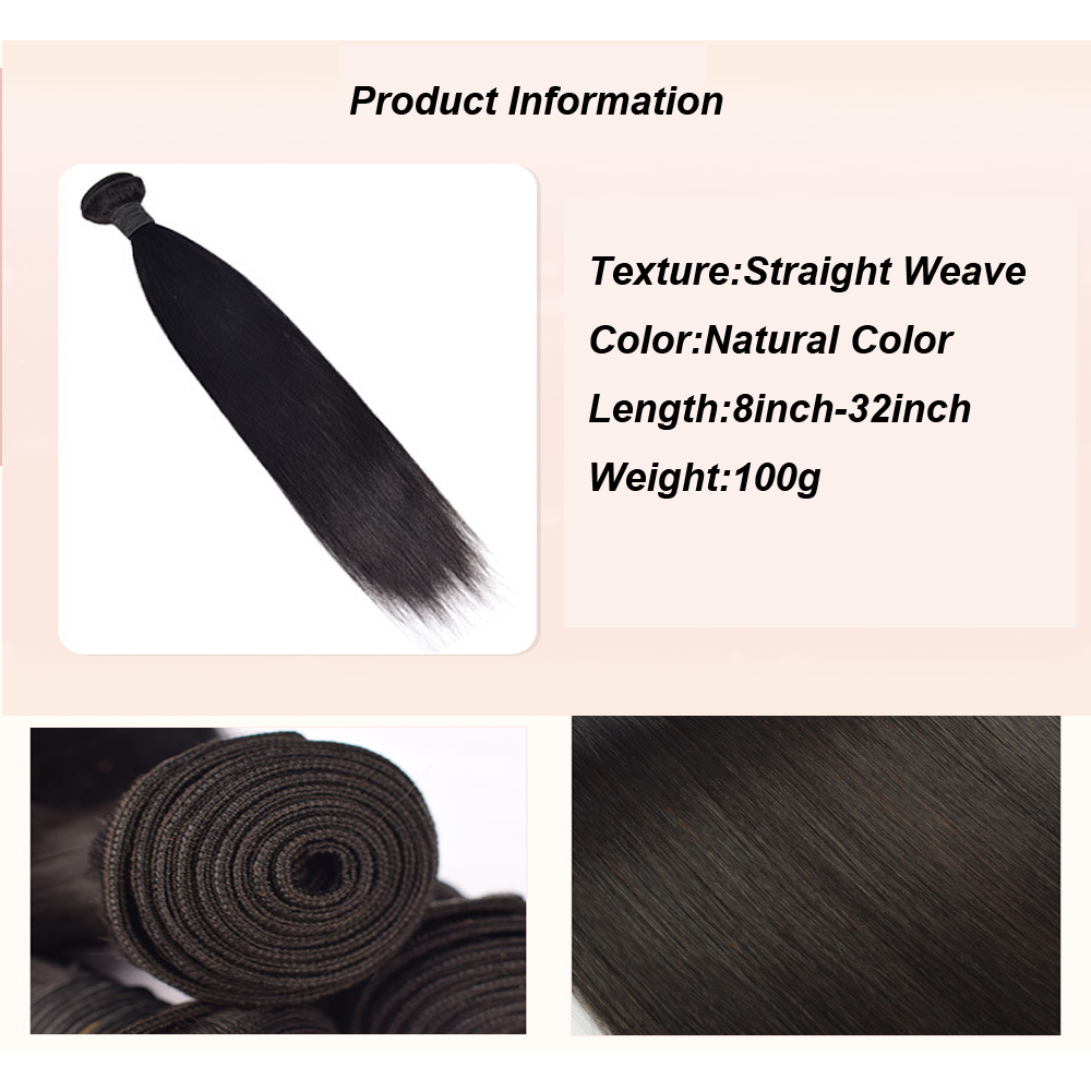 Weave Hair Weft Extensions Straight Hair Weave 8Inch-32inch Human Hair Weft Natural Black Brazilian Human Hair Bundle 100 Gram