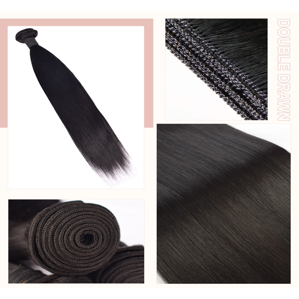 Weave Hair Weft Extensions Straight Hair Weave 8Inch-32inch Human Hair Weft Natural Black Brazilian Human Hair Bundle 100 Gram