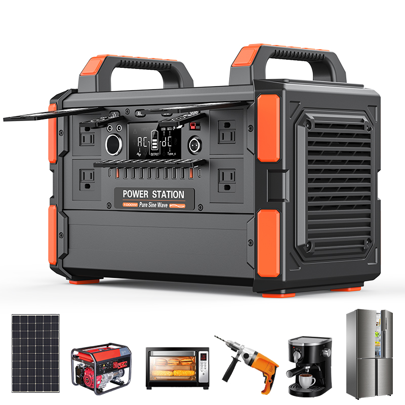 Maintain 6-6.5 hours of power charging large capacity pure sine wave 1000w portable power station