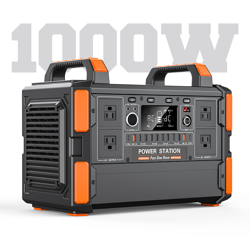 Maintain 6-6.5 hours of power charging large capacity pure sine wave 1000w portable power station