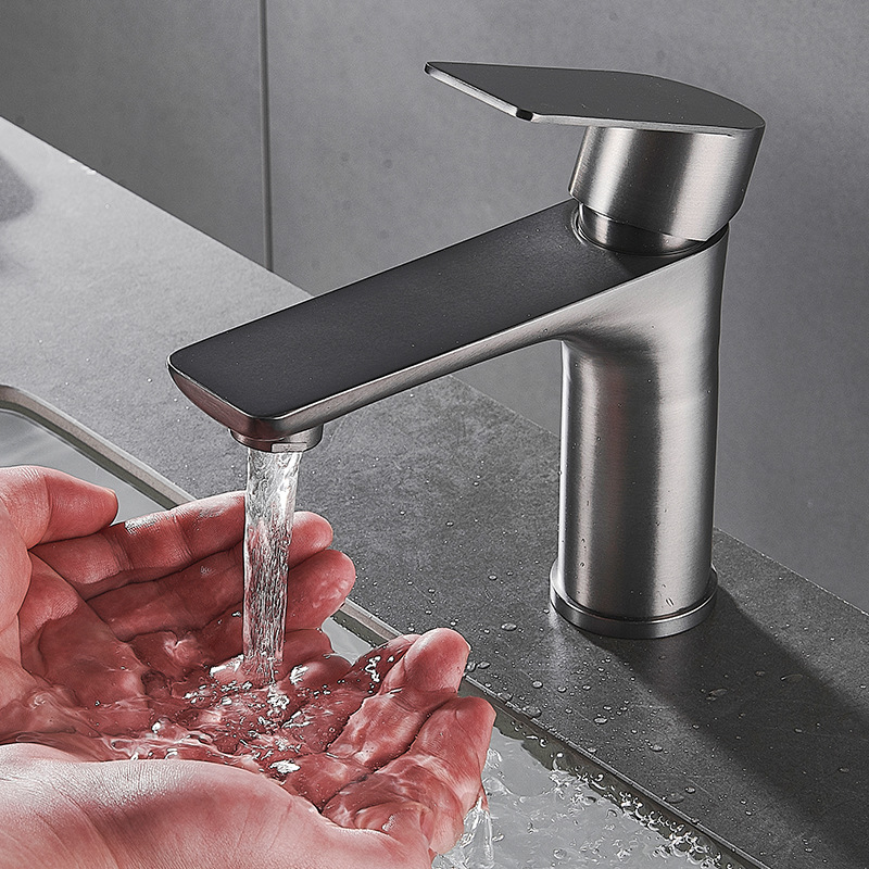 Single-Hole Stainless Steel Basin Faucet