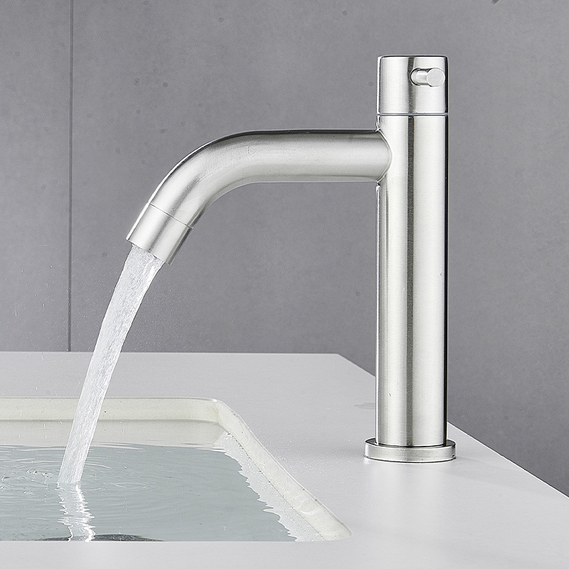 304 Stainless Steel Single Cold Water Faucet for Bathroom Washbasin
