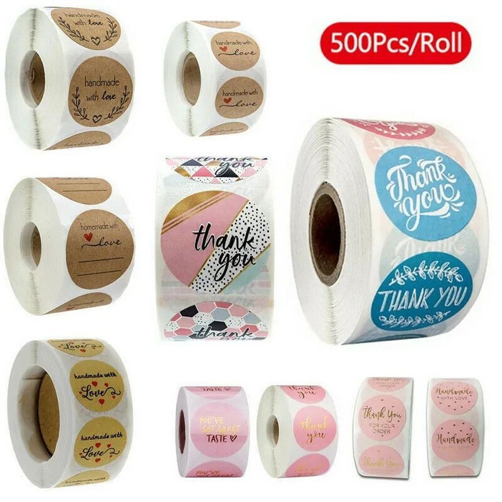 Hot Selling 1.5 Inches 500pcs Packaging Label Thank You Sticker for Small Business