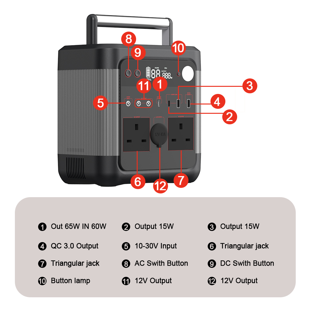 600w 518Wh rechargeable pure sine wave lithium lon battery solar generator portable power station