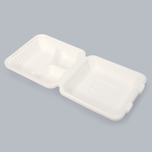 Disposable Tableware 8×8 Inch Three-Compartment Flip-top Meal Box