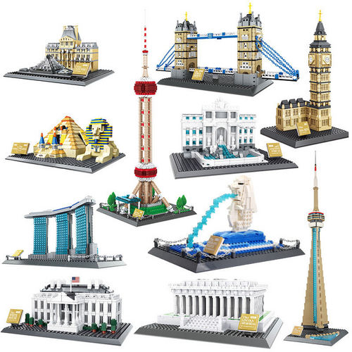Plastic Architecture Classic Skyline City Bricks Plastic Building Blocks Sets Model Kids Gift Toys