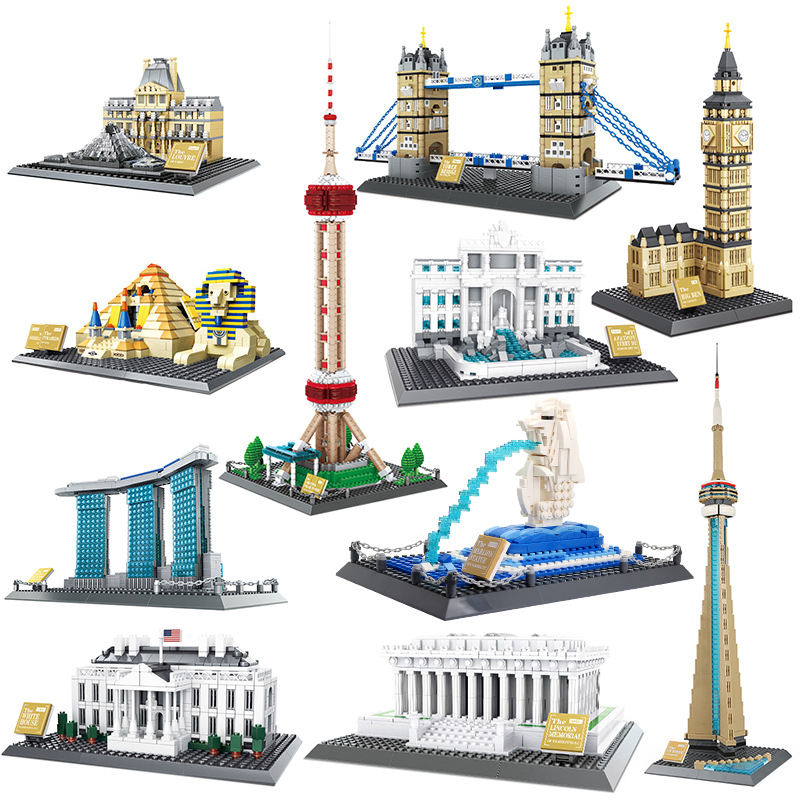 Hot sale Kids World Famous Building Blocks & Model Architecture 3D Building Blocks Sets City Bricks Classic Skyline Model Toys