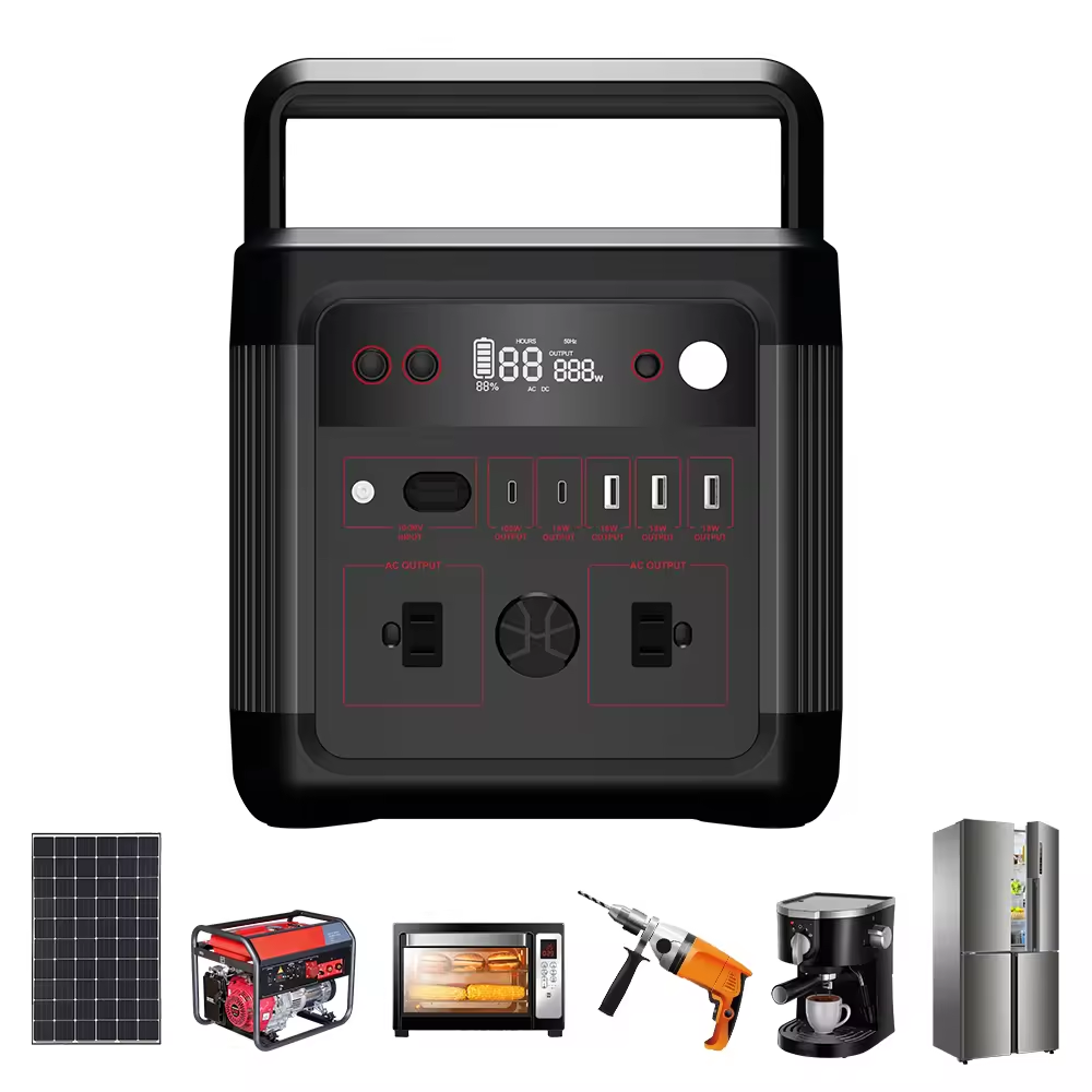 Outdoor power supply solar energy storage pure sine wave lifepo4 battery 1000w portable power station