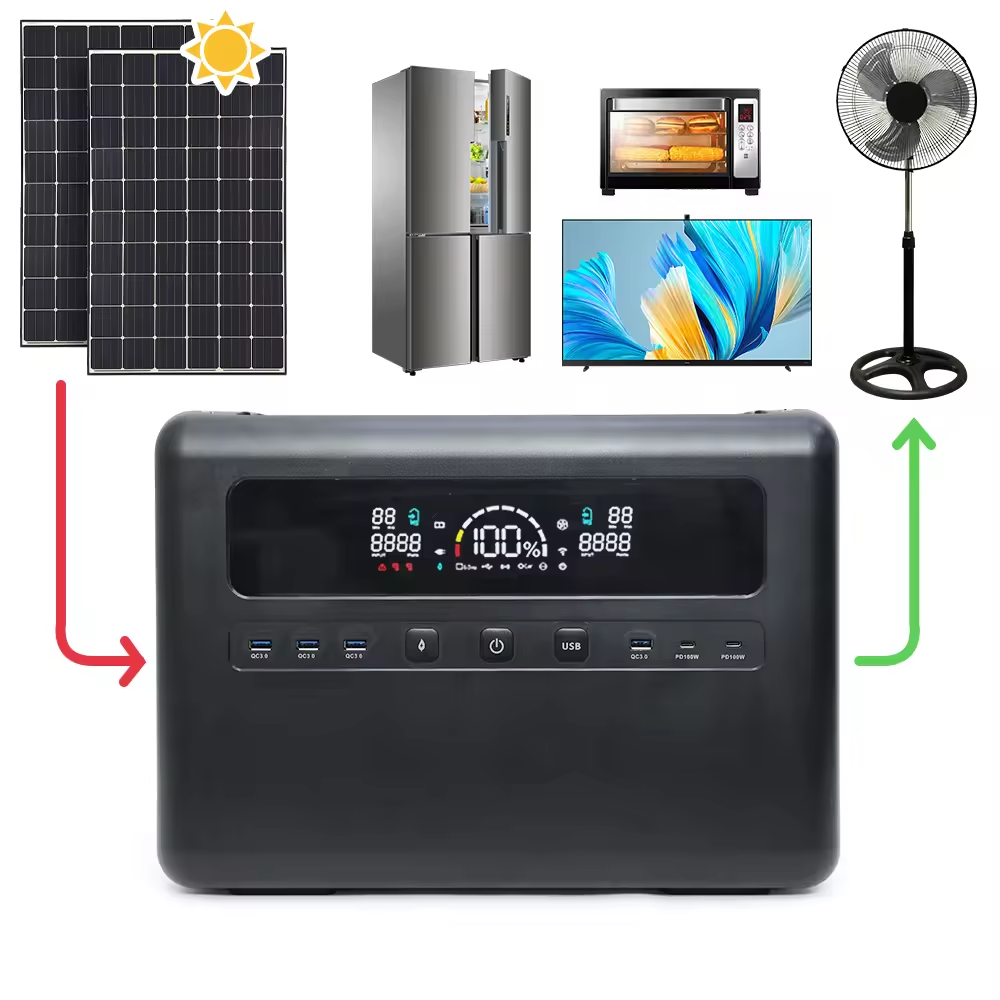 Home Appliance Power Station Ac 110v/220v Type C Ports Portable LifePO4 Battery Generator Solar Power Station