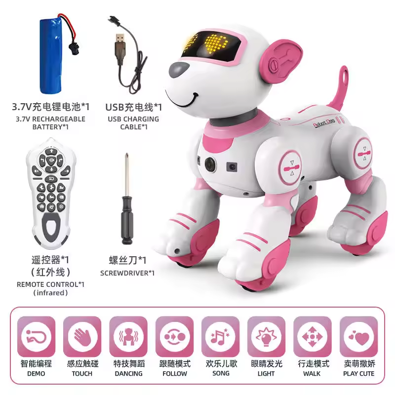 2024 Fashion Style AI Chip Dog Robot RC Stunt Dog Toy for Dancing Intelligent Walk Toy Kids